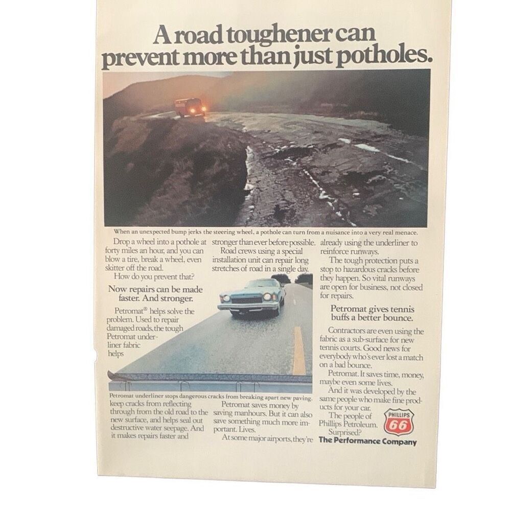 Vintage 1976 Phillips 66 Road Toughener Ad Advertisement